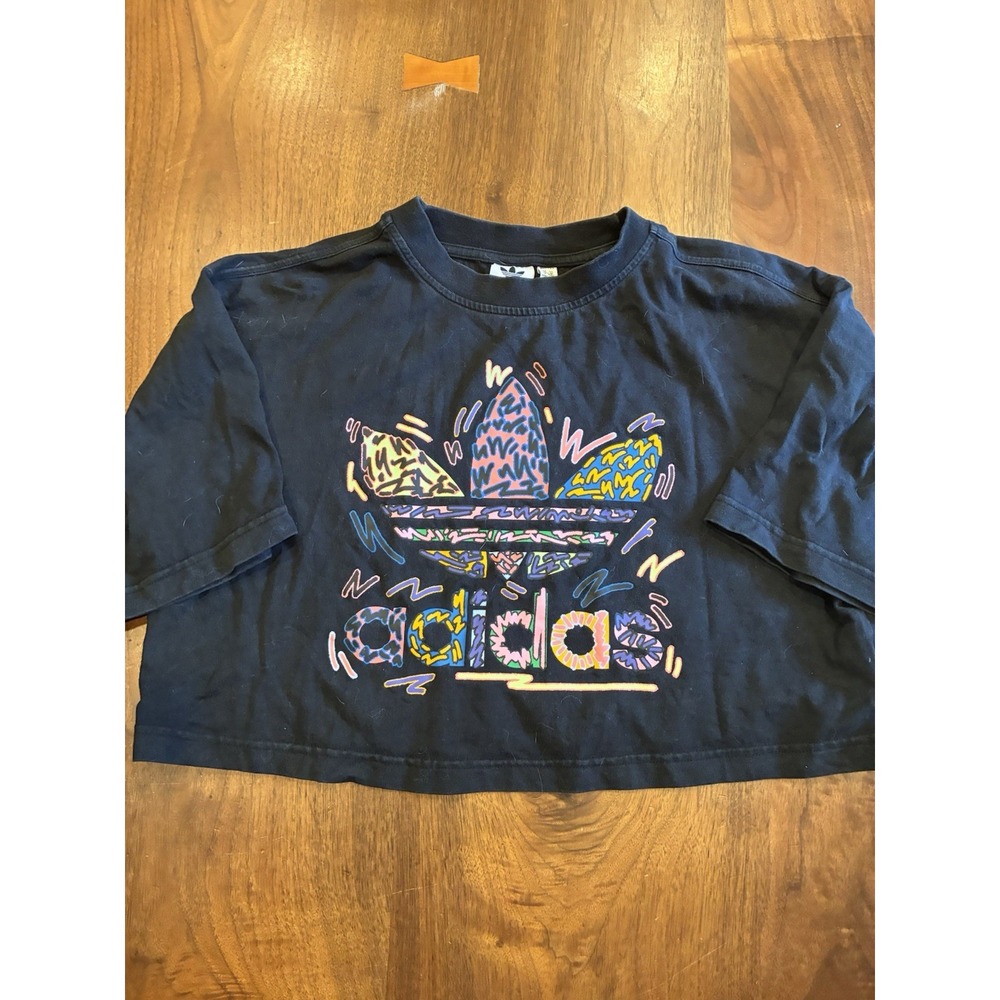 Adidas Women's Retro Logo Crop Cotton T-Shirt Size Medium